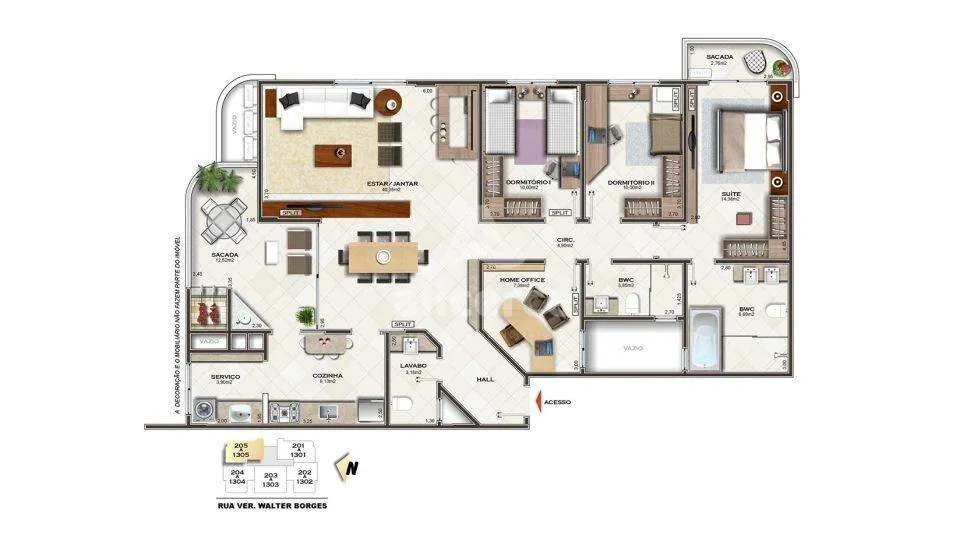 Imagem Apartamento 3 dormitórios com suíte master e hidromassagem em Campinas - São José/SC