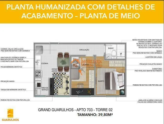 Imagem Apartamento com 2 dormitórios à venda, 37 m² por R$ 248.990,00 - Vila Nova Bonsucesso - Guarulhos/SP