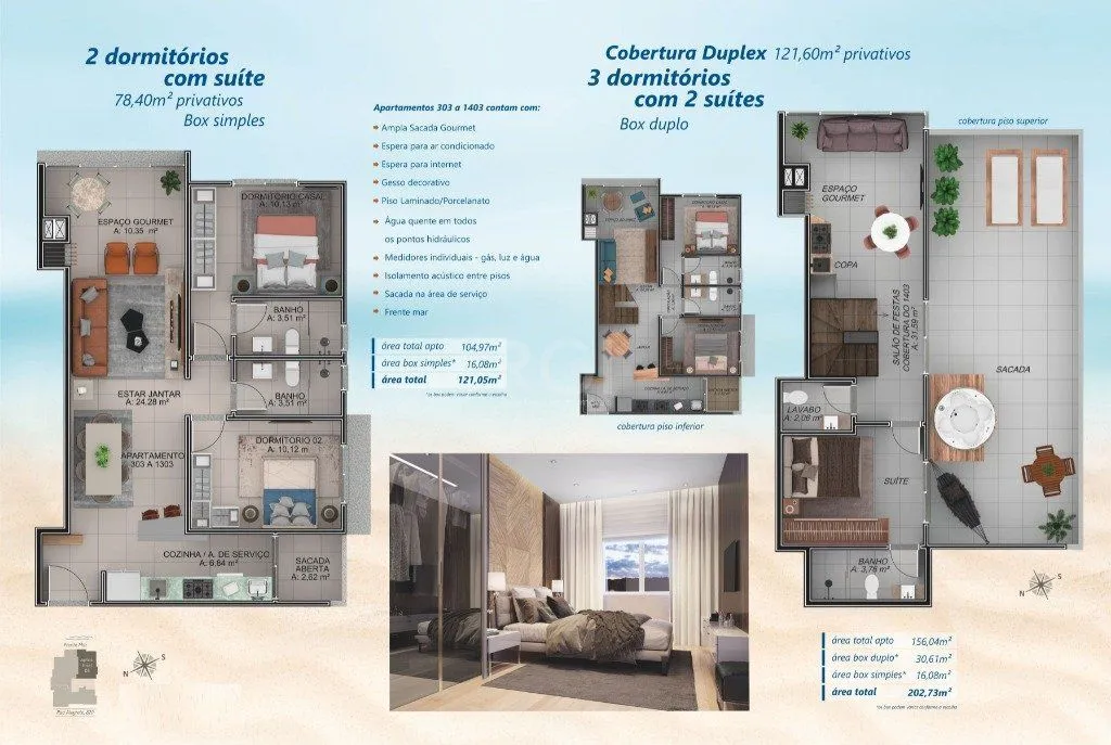 Imagem Apartamento para Venda - 78.4m², 2 dormitórios, sendo 1 suites, 1 vaga - Centro