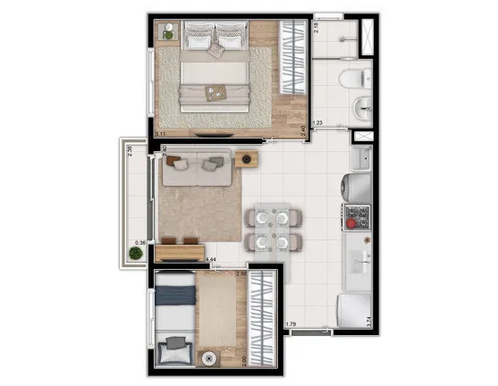 Imagem Apartamento com 2 Quartos à Venda, 33 m²em Vila Palmeiras - São Paulo