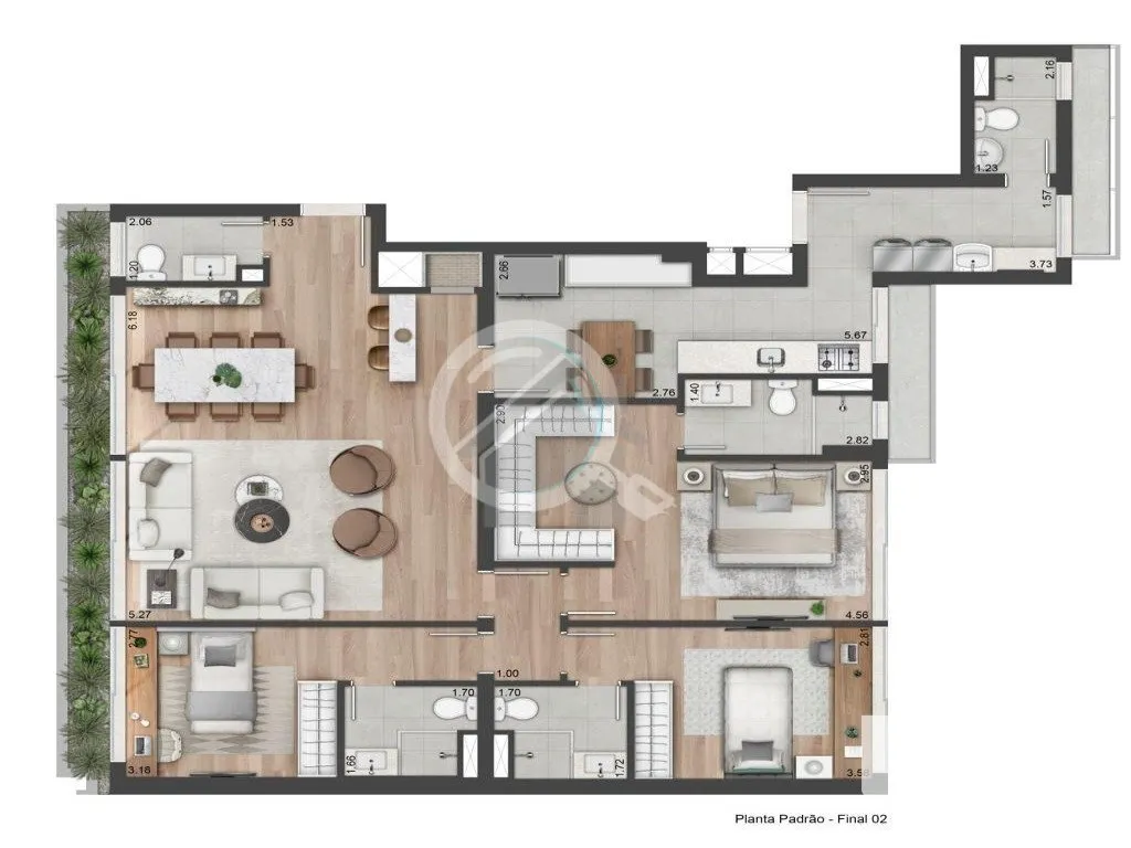 Imagem Apartamento com 143 m² privativos, possui 3 suítes, (sendo 1 máster), living, cozinha, dependênc...