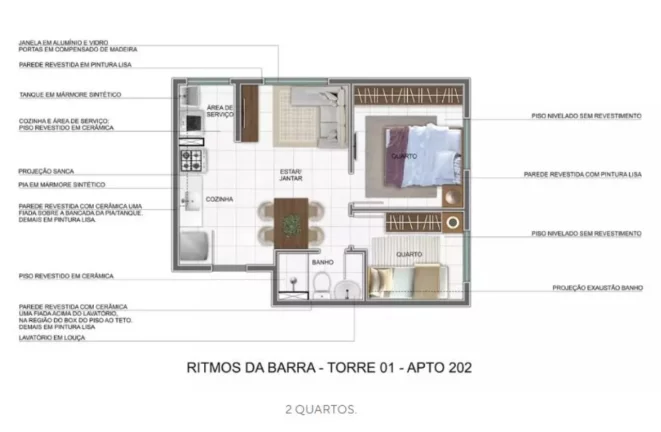Imagem RESIDENCIAL RITMOS DA BARRA - MRV - Aptos 33,42m² a 35,33m², próximo aos shoppings West Plaza!