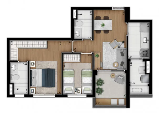 Imagem Apartamento com 2 Quartos à Venda, 64 m²em Vila Monte Alegre - São Paulo