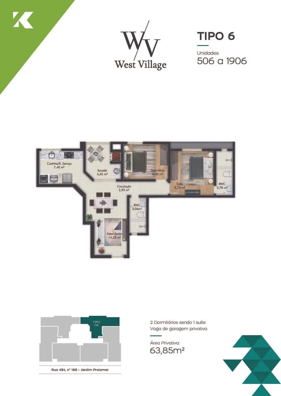 Imagem Apartamento à venda com 63.85m2 por R$ 740.000,00