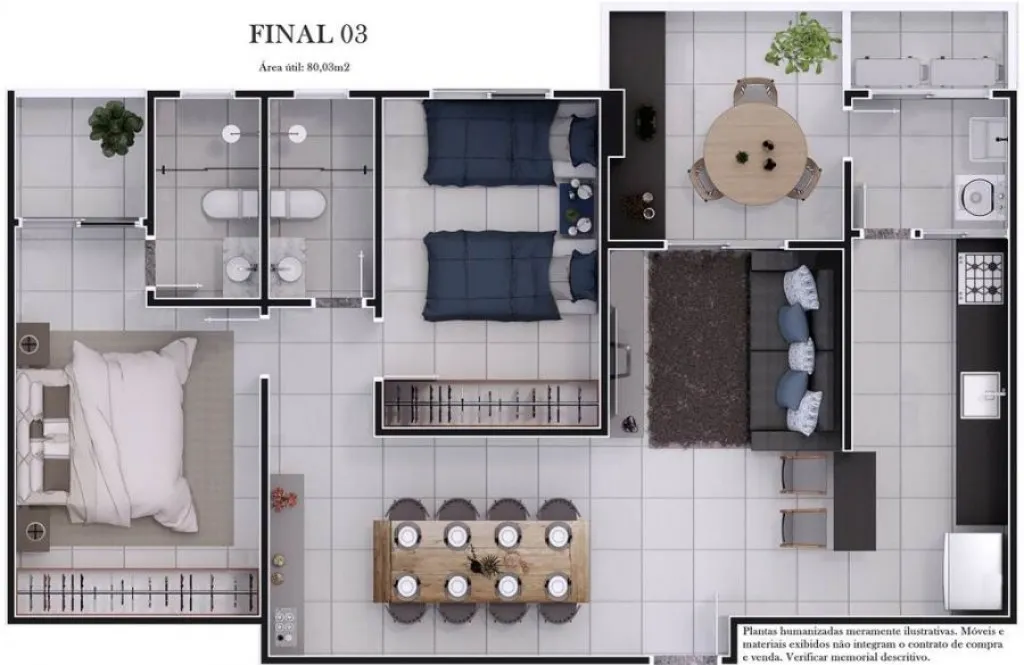 Imagem APARTAMENTO COM 80,71 m² - AVIAÇÃO - PRAIA GRANDE SP