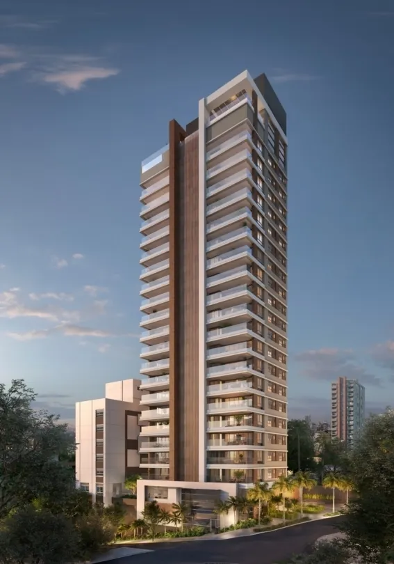 Imagem Os apartamentos são amplos e possuem 156m² com living integrado, 3 suítes, depósito privativo e ...