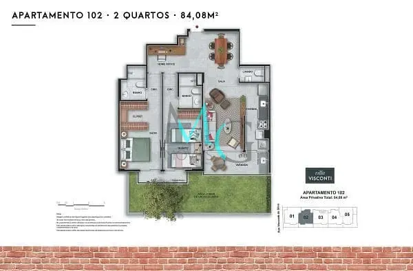 Imagem Apartamento à venda 2 Quartos 2 Suites 1 Vaga 84.08M² Botafogo Rio de Janeiro - RJ | Villa Visconti