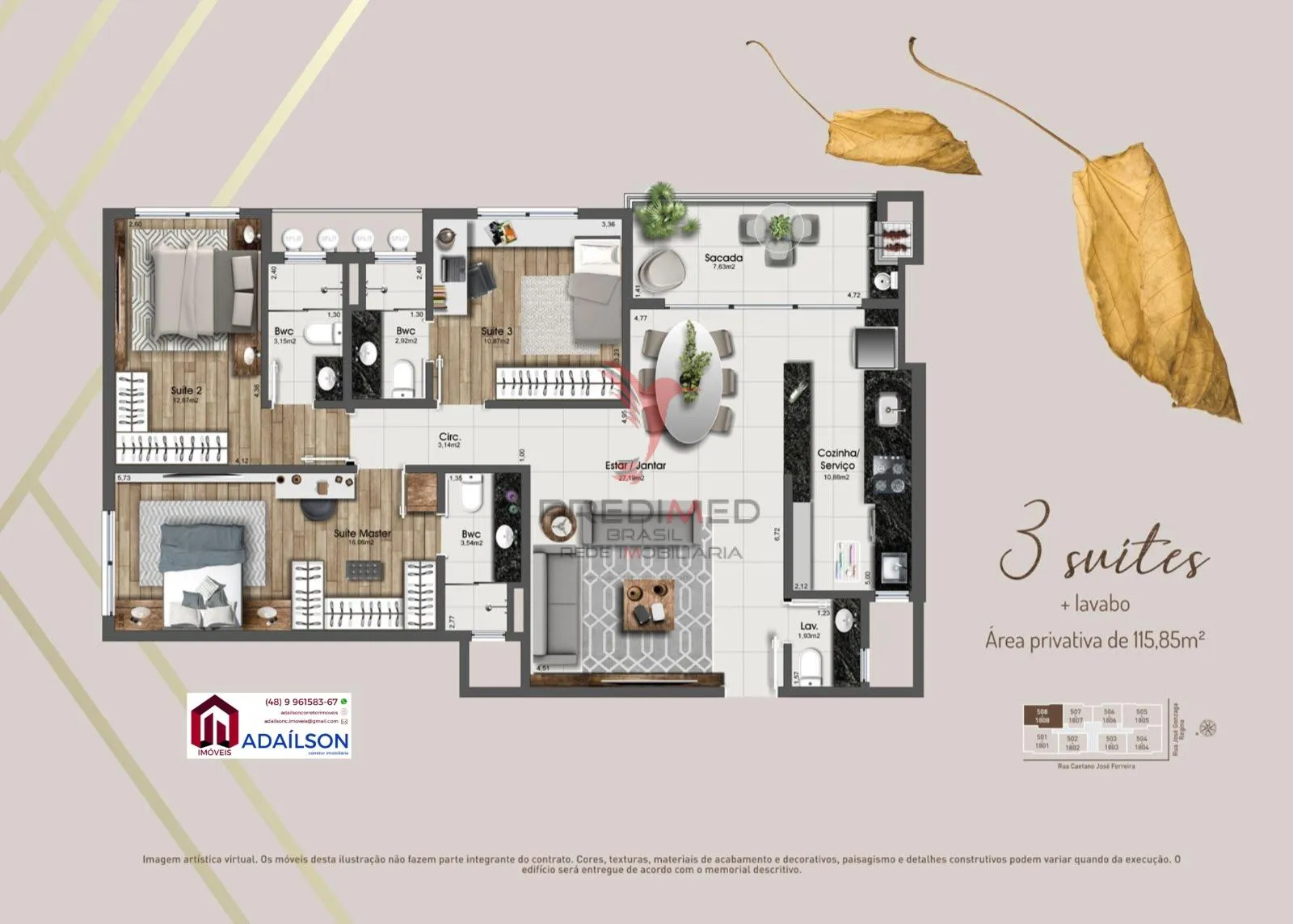Imagem Apartamentos no Edifício Lyon Residence - Em São Jose - Floripa SC