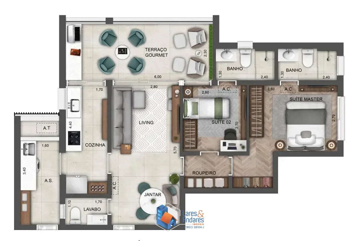Imagem Apartamento para venda em Perdizes com 2 quartos, sendo 2 suítes, 88m²