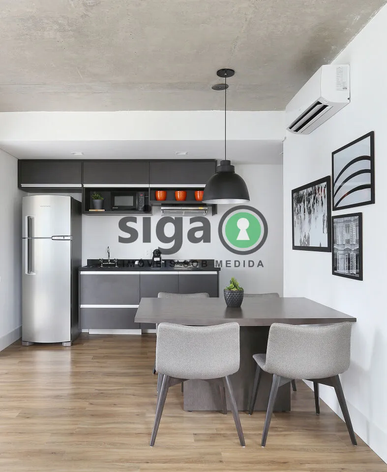 Imagem Studio com 64m², no Brooklin, com 1 quarto, 2 banheiros e 1 vaga, Mobiliado para Locação