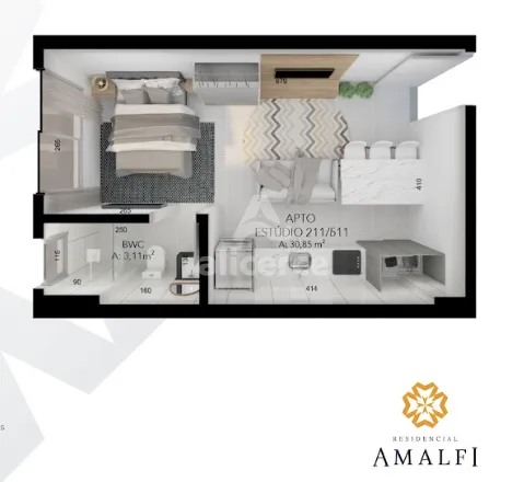Imagem Studio à venda com 1 quarto , 30,85m² em Centro Florianópolis