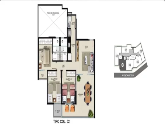 Imagem Apartamento com com 3 quartos e 2 suítes financiamento próprio no Edifico Art Life a venda na praia da cerca