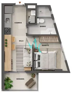 Imagem Studio à venda 1 Quarto 1 Vaga 34.8M² Tijuca Rio de Janeiro - RJ | Cores da Tijuca