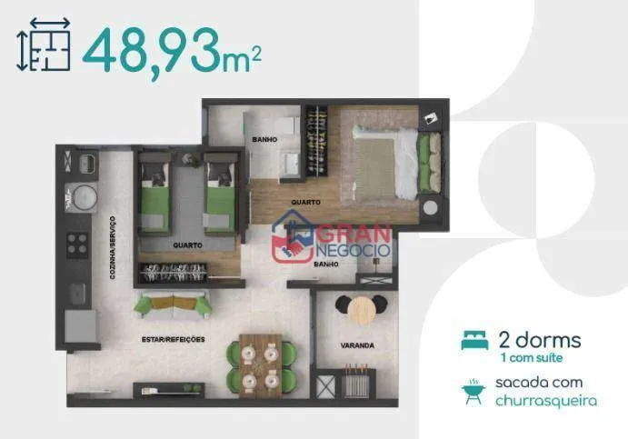 Imagem Apartamento com 2 dormitórios à venda - Novo Mundo - Curitiba/PR