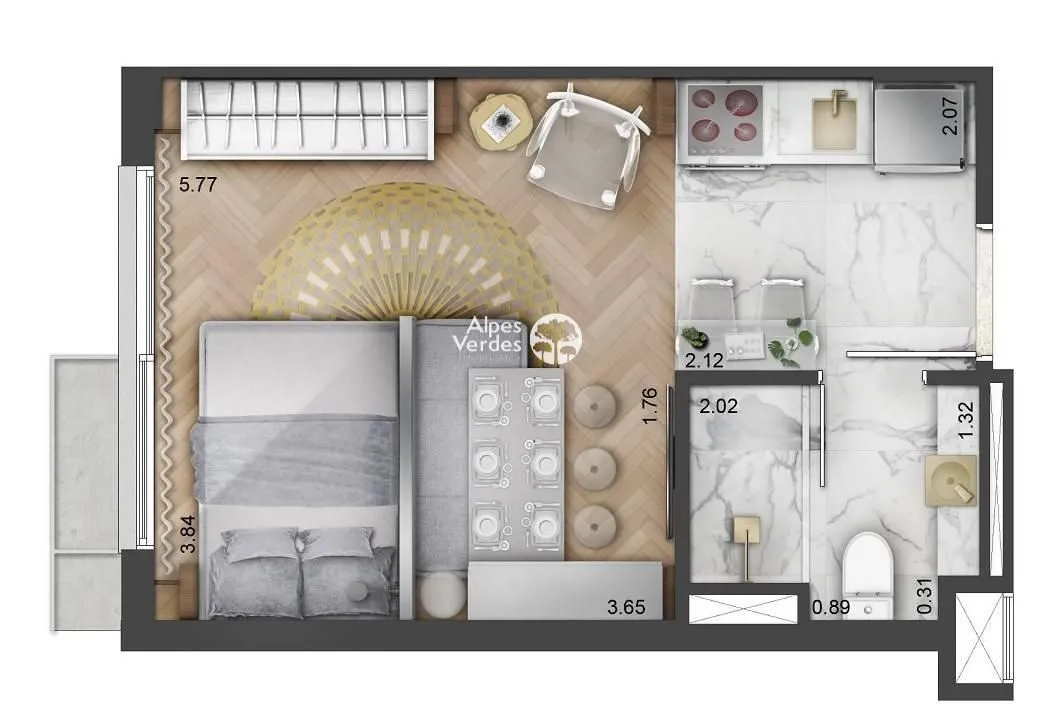Imagem Vende-se apto mobiliado em Porto Alegre- 1 Quarto- R$550.000,00