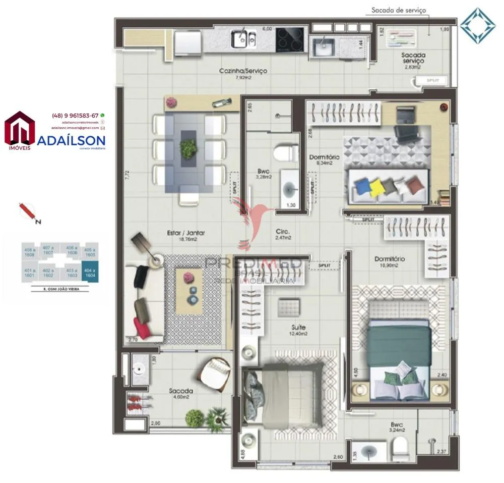Imagem Residencial Garnet Azul APTOS 2 E 3Dorm Bairro Campinas São Jose SC
