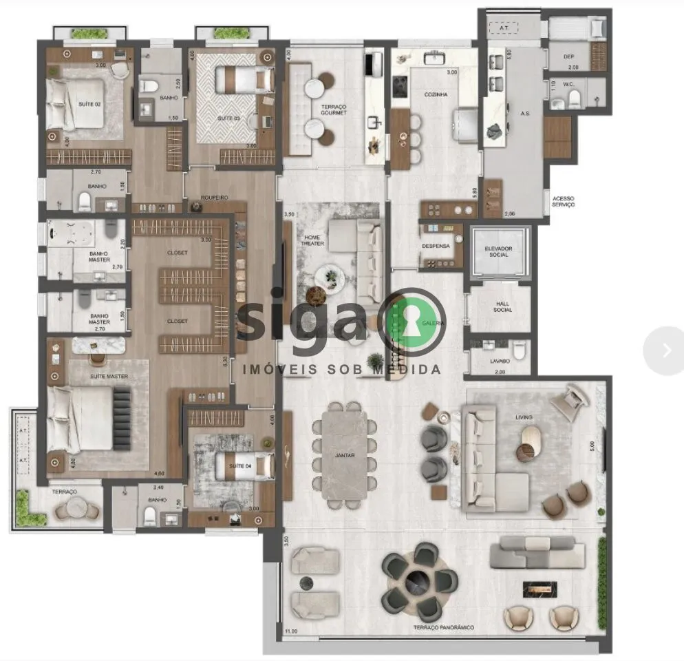 Imagem Apartamento para venda no Real Parque com 04 suítes, São Paulo - SP