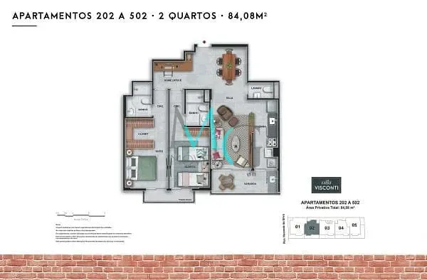 Imagem Apartamento à venda 2 Quartos 2 Suites 1 Vaga 84.08M² Botafogo Rio de Janeiro - RJ | Villa Visconti