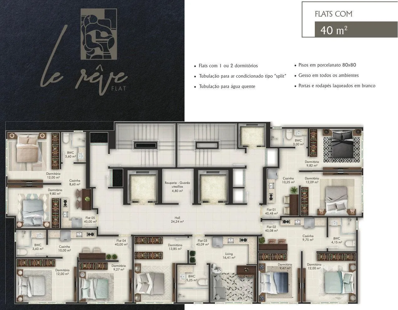 Imagem Flat com vista para o mar à venda com 40.48m2 por R$ 1.050.000,00