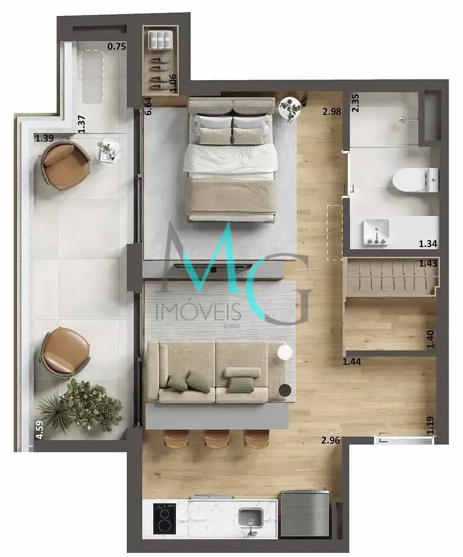 Imagem Studio à venda 1 Quarto 38.21M² Ipanema Rio de Janeiro - RJ | Be in Rio Barão da Torre