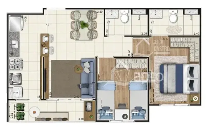 Imagem Apartamento com 2 Quartos para Alugar, 50 m² em Novo Aleixo - Manaus