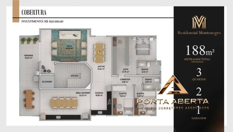 Imagem Cobertura - 3 quartos, sendo 1 suite - Veneza 1- COD 730