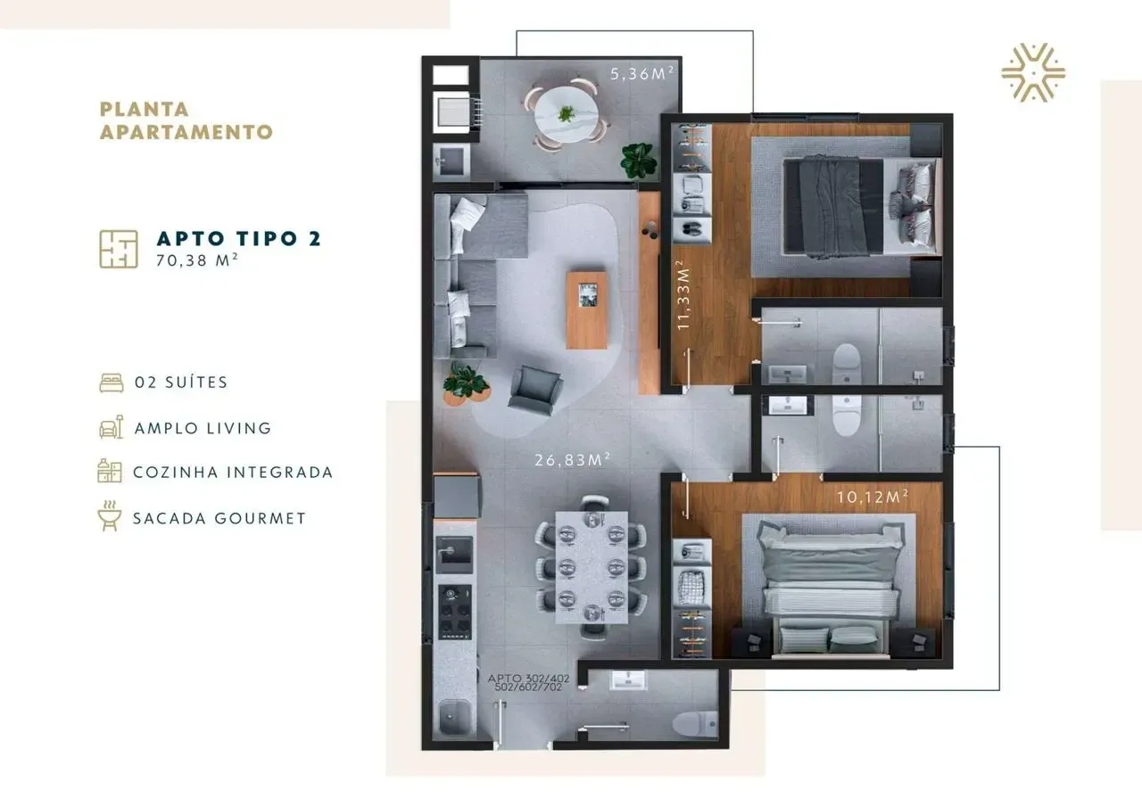 Imagem Apartamento com 2 Quartos à Venda, 67,19 m² em São Francisco de Assis - Camboriú