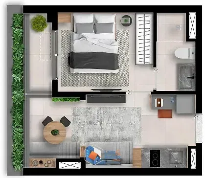 Imagem Apartamento para venda em Indianópolis com 1 quarto, sendo 1 suíte, 40m²