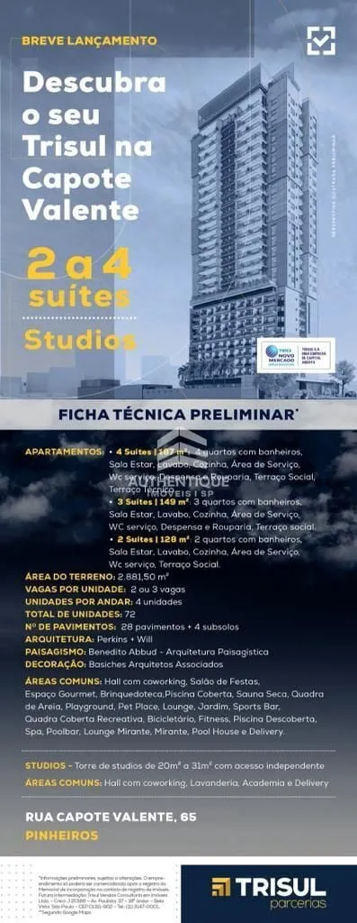 Imagem VALEN CAPOTE VALENTE PINHEIROS - Apartamento à venda no bairro Pinheiros - São Paulo/SP, Zona Oeste
