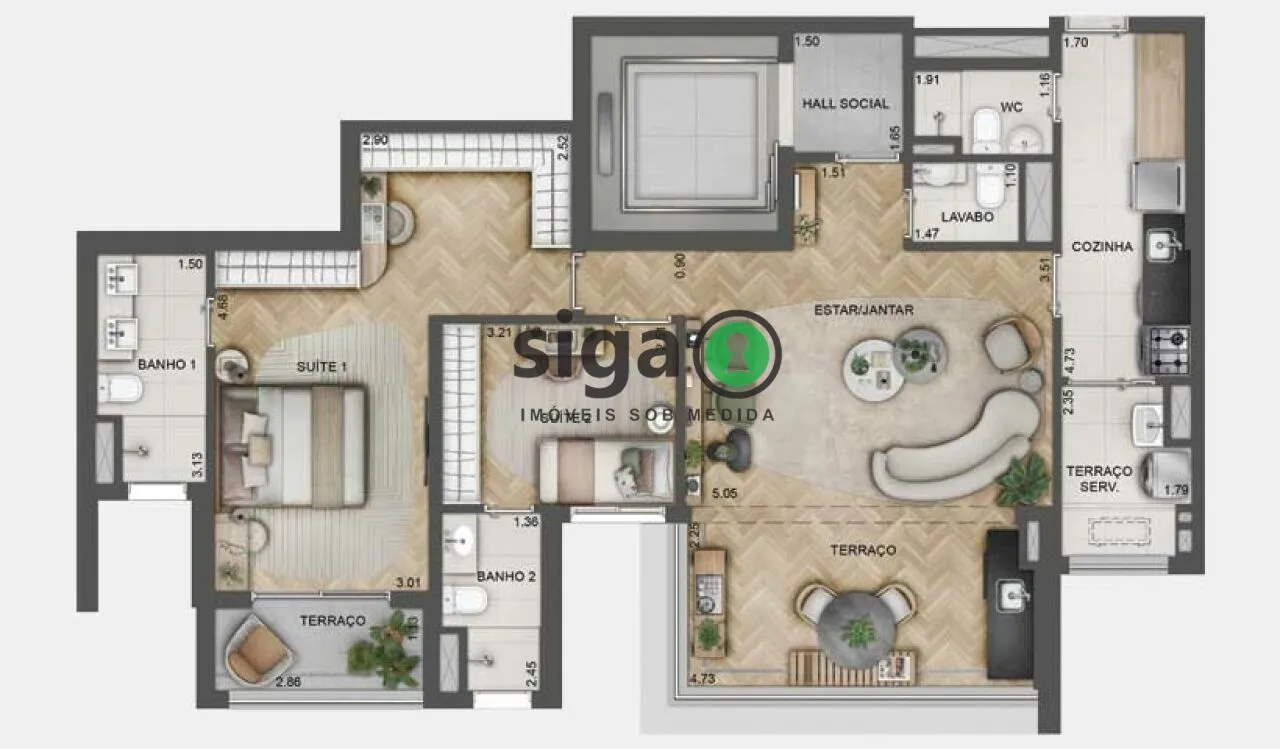Imagem Apartamento para venda na Chácara Santo Antônio 02 suítes, São Paulo - SP