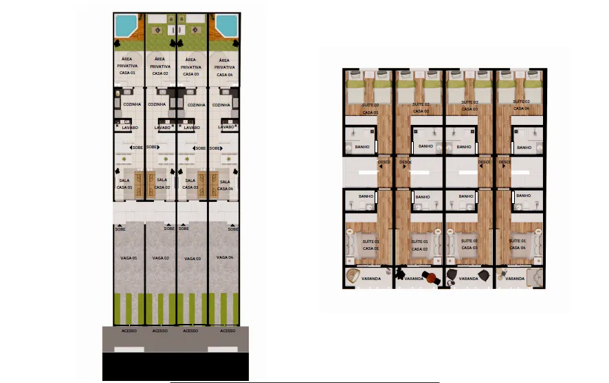 Imagem Casa duplex, 02 Quartos, 02 Suites, 02 Vagas.