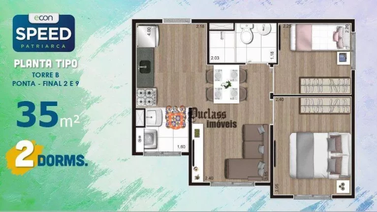 Imagem Apartamento com 2 dormitórios à venda, 35 m² por R$ 258.999,99 - Cidade Patriarca - São Paulo/SP