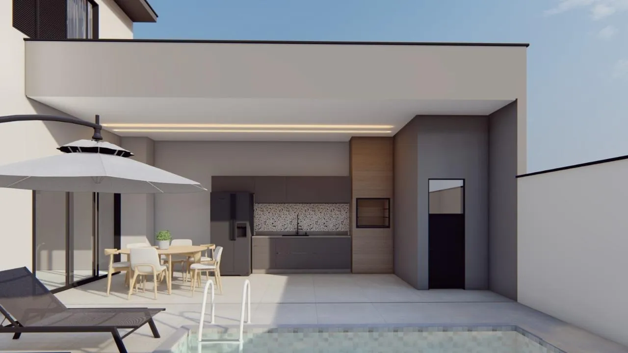 Imagem Sobrado Moderno no Condomínio Villagio Wanel - 3 Suítes, Piscina e Área Gourmet