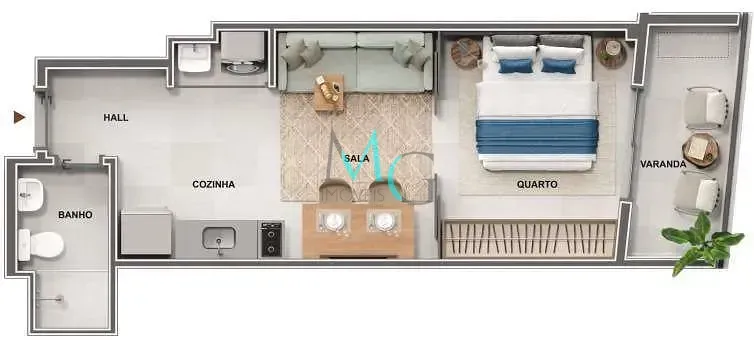 Imagem Studio à venda 1 Quarto 35.66M² Centro Rio de Janeiro - RJ