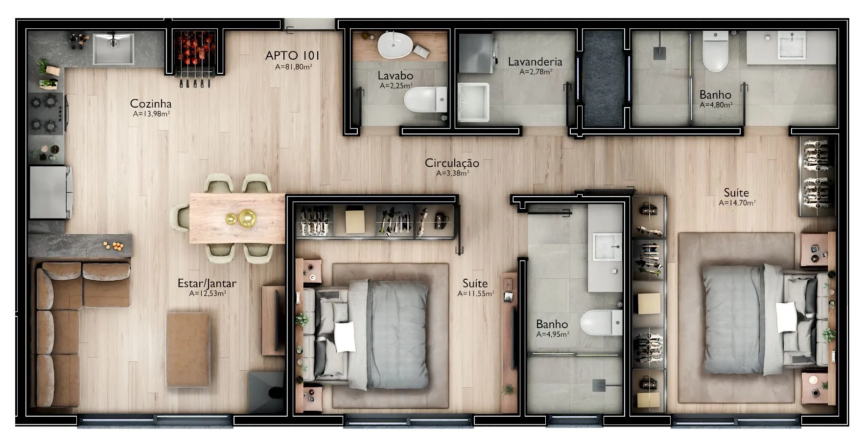 Imagem Apartamento à venda em Gramado, Mato Queimado, com 3 quartos, 141.06m2