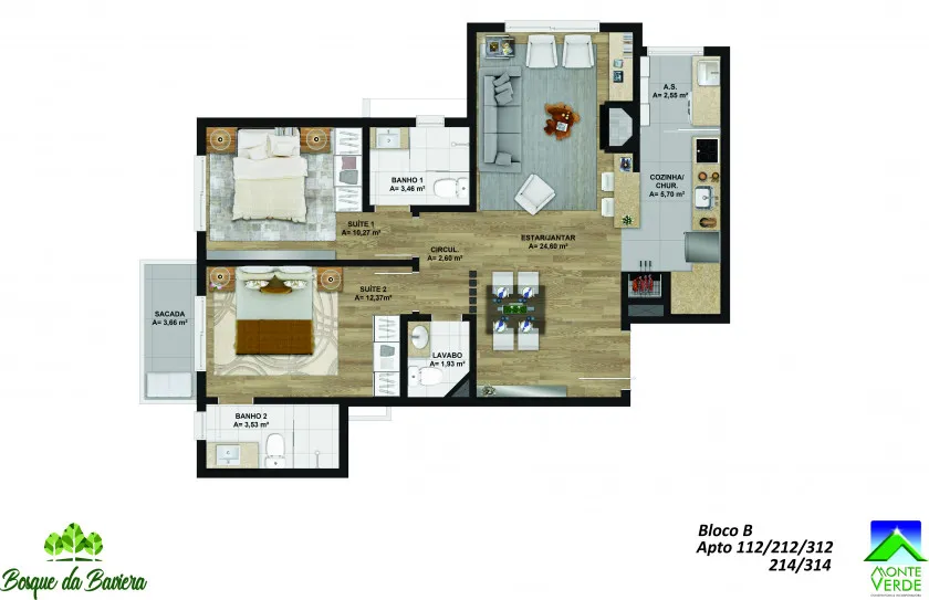 Imagem Apartamento à venda em Gramado, Bavaria, com 1 quarto, 49.09m2