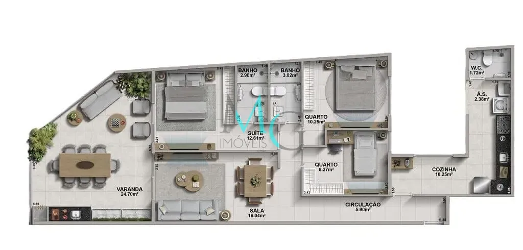 Imagem Apartamento à venda 3 Quartos 1 Suite 2 Vagas 132.31M² Recreio dos Bandeirantes Rio de Janeiro - RJ | Aveiro