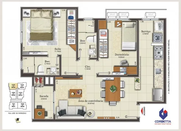 Imagem Apartamento com 2 Quartos à Venda, 69 m² em Centro - Criciúma