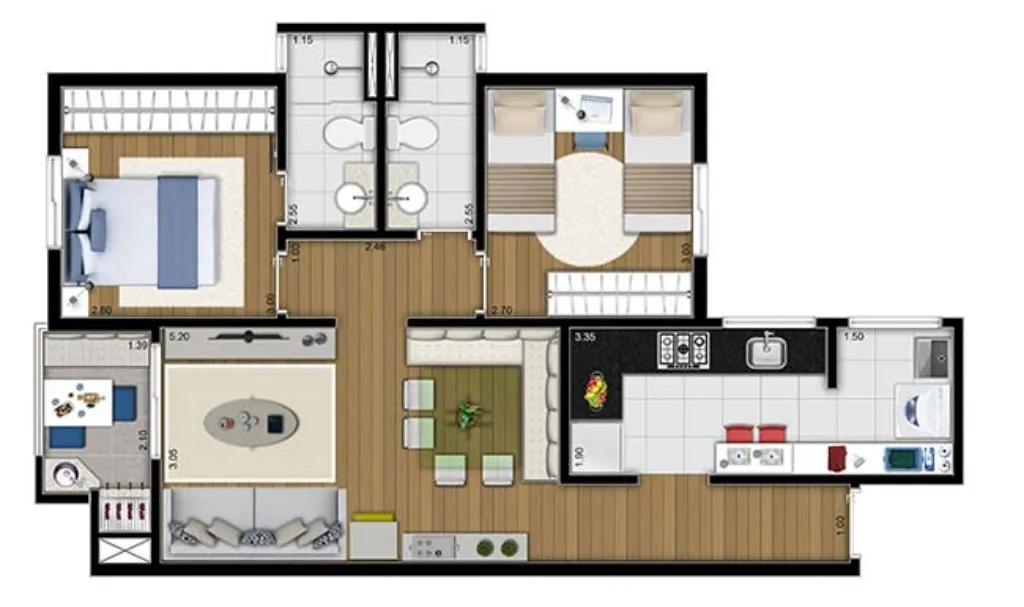 Imagem Imperdível! Apartamento à venda em Santo André-SP, bairro Campestre, 2 quartos, 1 suíte, 2 banheiros, 2 vagas, 64m².
