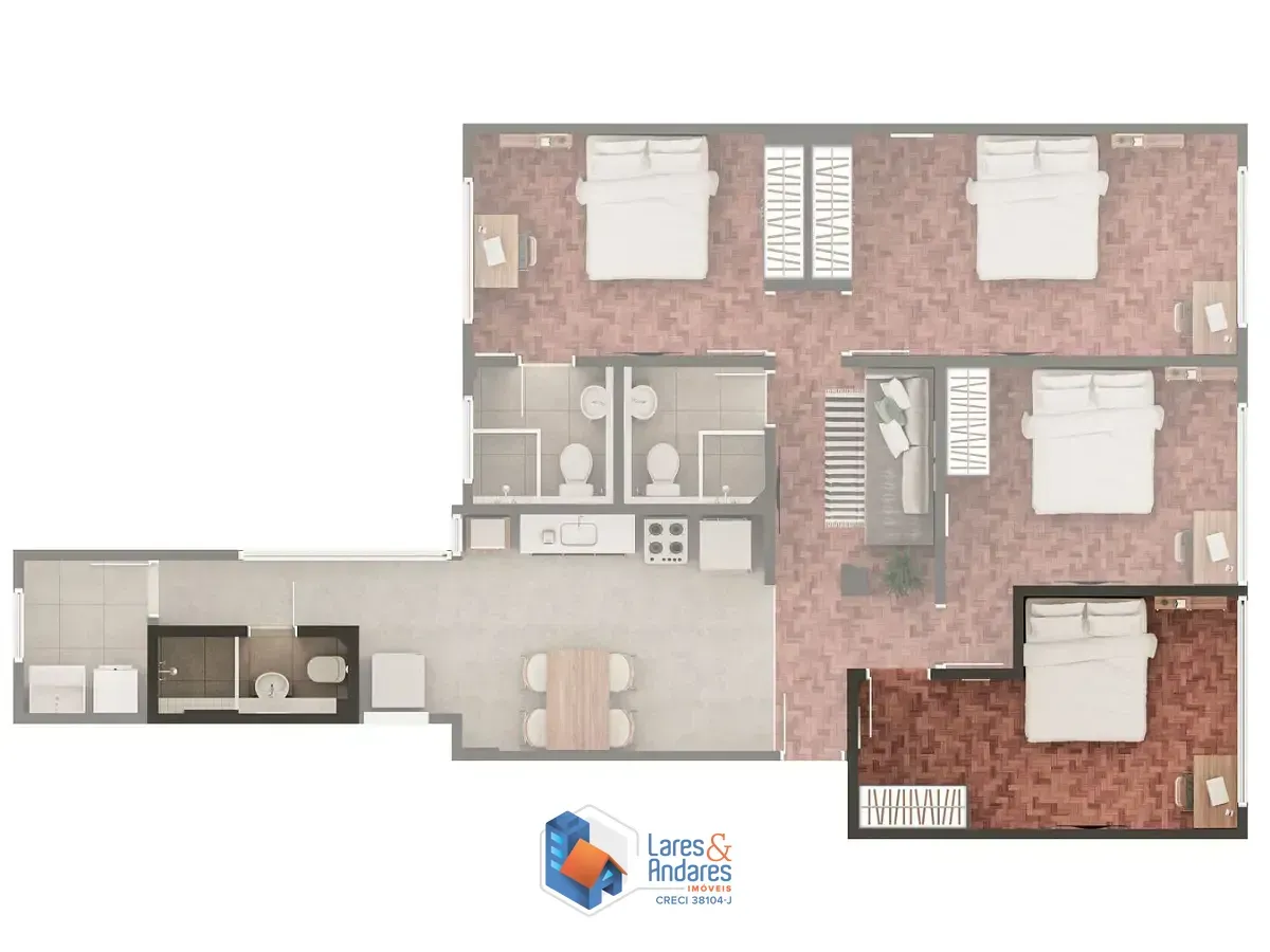 Imagem Apartamento para venda em Bela Vista com 4 quartos, sendo 1 suíte, 114m²