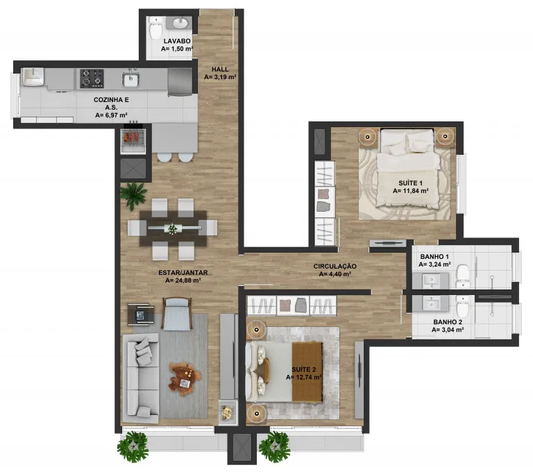Imagem Apartamento à venda em Gramado, Floresta, com 2 quartos, 76.87m2