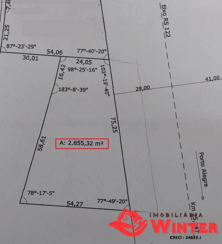 Imagem Área de terras de frente para RS 122