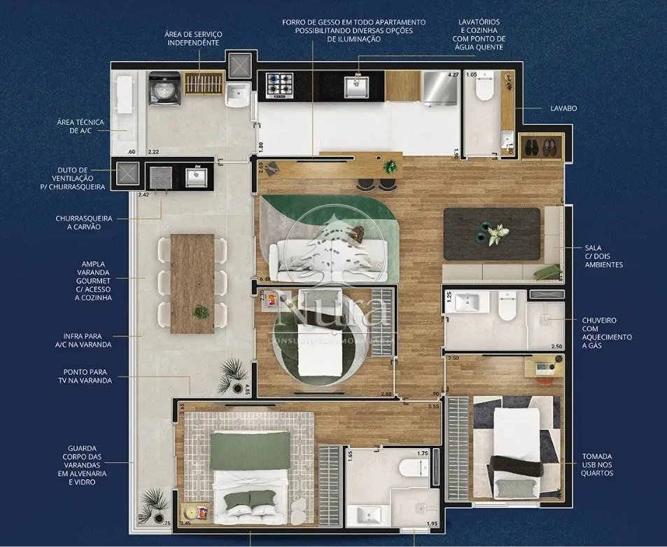 Imagem Apartamento de 3 quartos, 90m² no bairro Marapé, em Santos