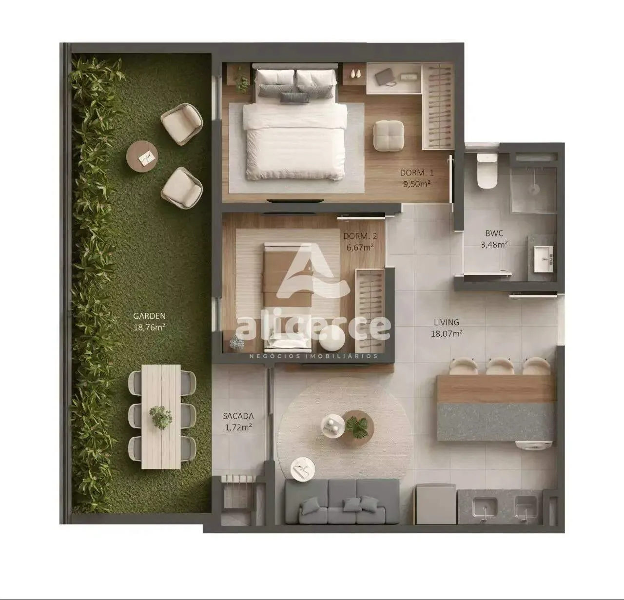 Imagem Viva com mais conforto e praticidade em apartamentos com 02 dormitórios em Biguaçu