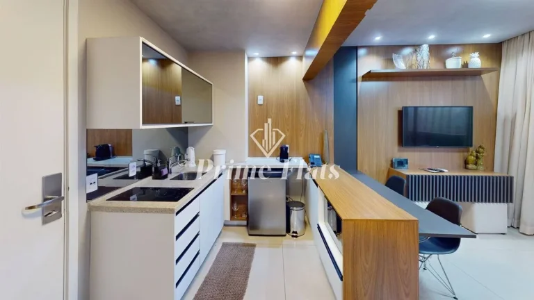 Imagem Flat disponível para locação no VHouse Faria Lima, com 46m², 1 dormitório e 1 vaga