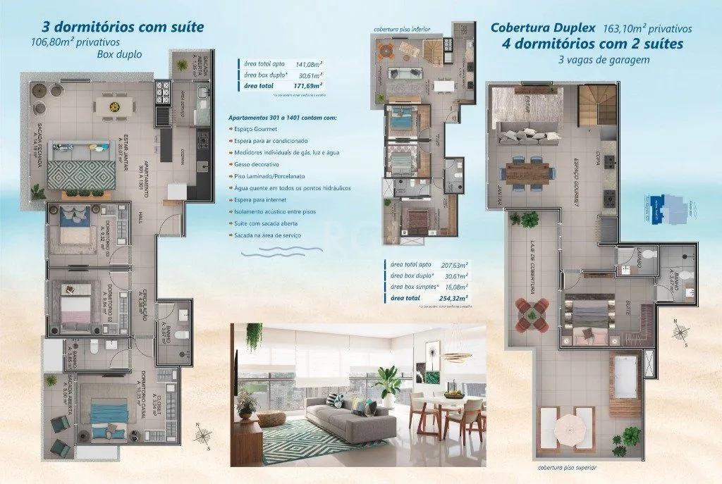 Imagem Apartamento para Venda - 106m², 3 dormitórios, sendo 1 suites, 1 vaga - Centro