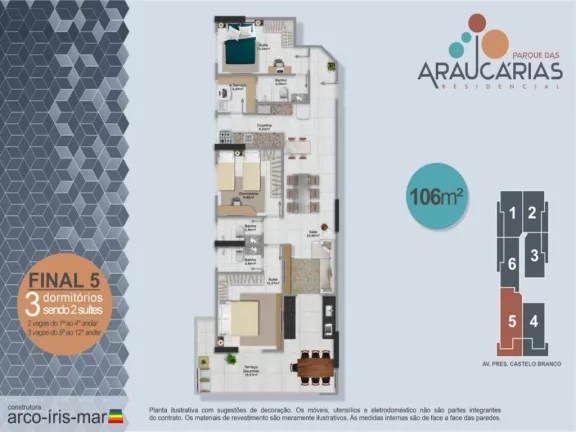 Imagem Apartamento com 3 dormitórios - Entrada de R$143.856,00 e parcelas de R$5.594,40