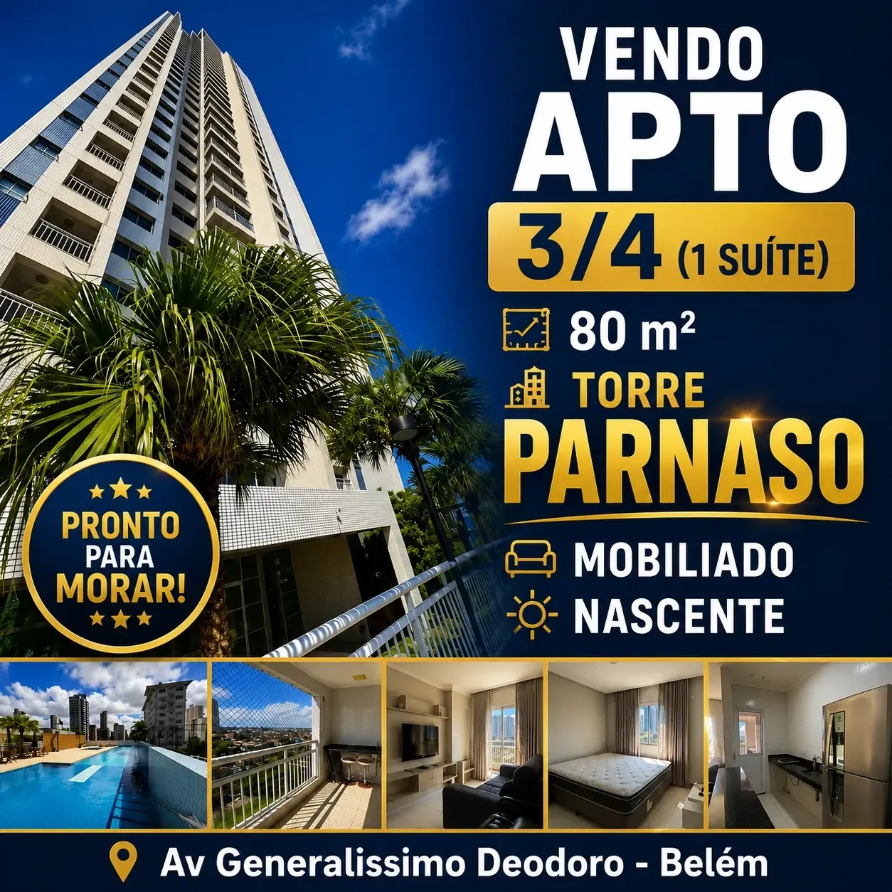 Apartamento com 3 Quartos à Venda, 80 m² em Cremação - Belém