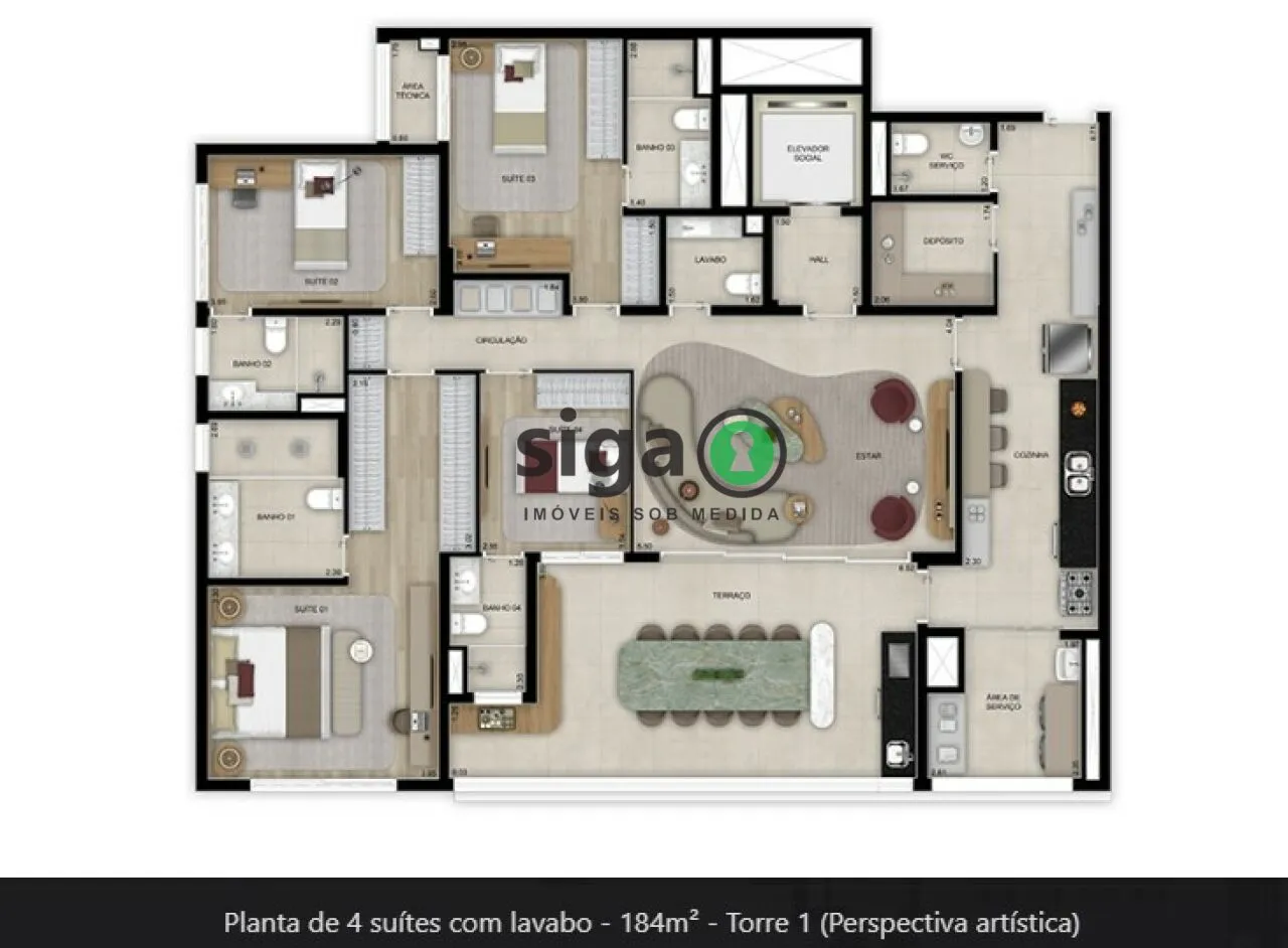 Imagem Apartamento a venda no Alto da Boa Vista com 4 quartos