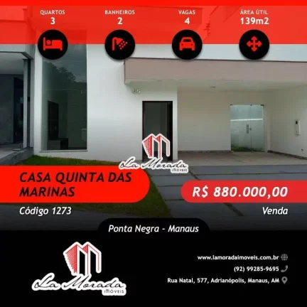 Quinta das Marinas - Ponta Negra, 139m2, 3Qtos s/ 1 suíte, Ponta Negra!